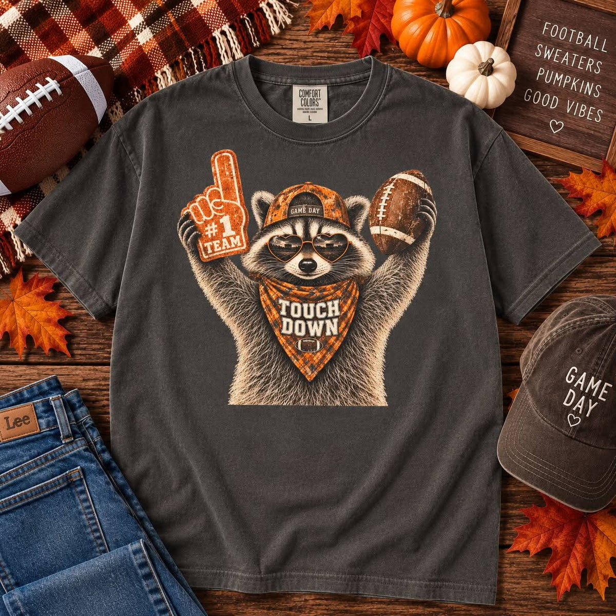 Touchdown Raccoon Comfort Colors® Game Day T-Shirt